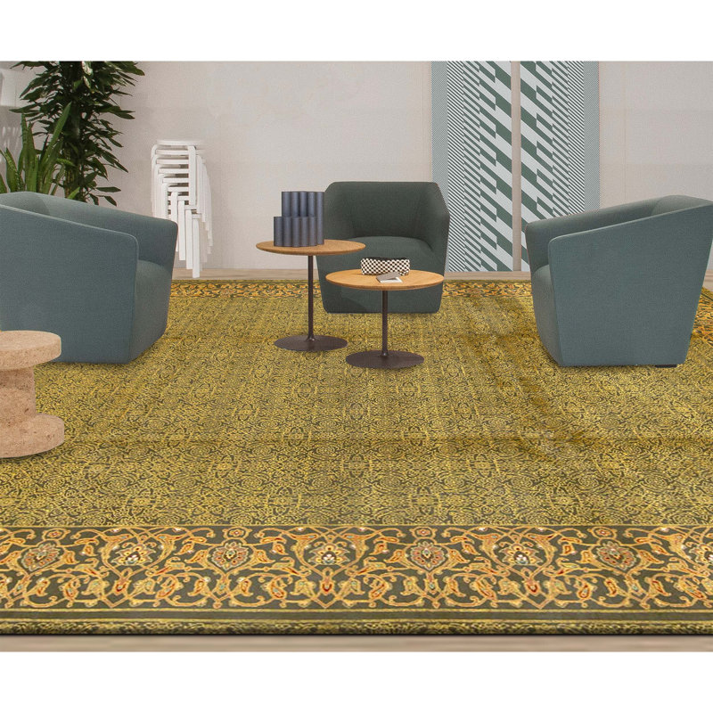 Tapis vert noué à la main de haute qualité