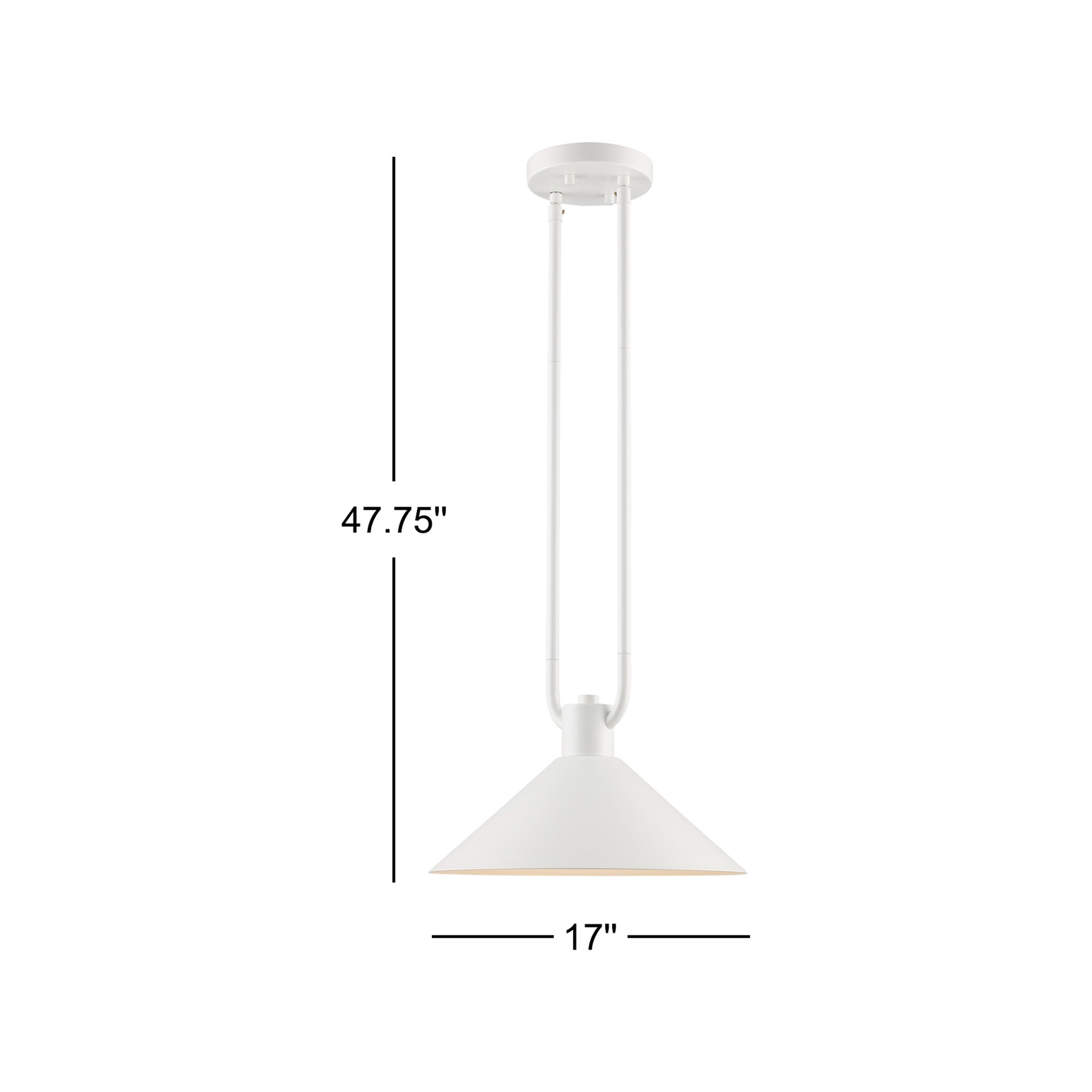 Fayra 1 - Light Industrial Pendant, White, 11.75" H x 17" W x 17" D