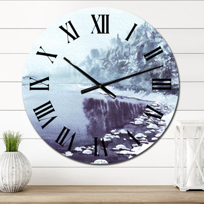 Paysage d'hiver enneigé - Horloge murale