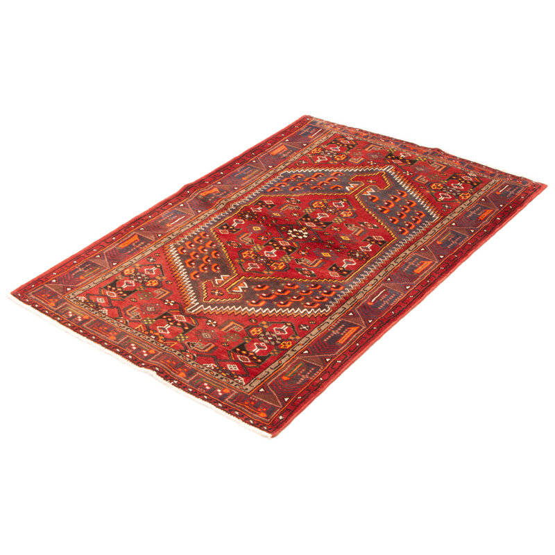 Tapis rouge en laine noué à la main 4 pi 4 po x 6 pi 9 po Andelz