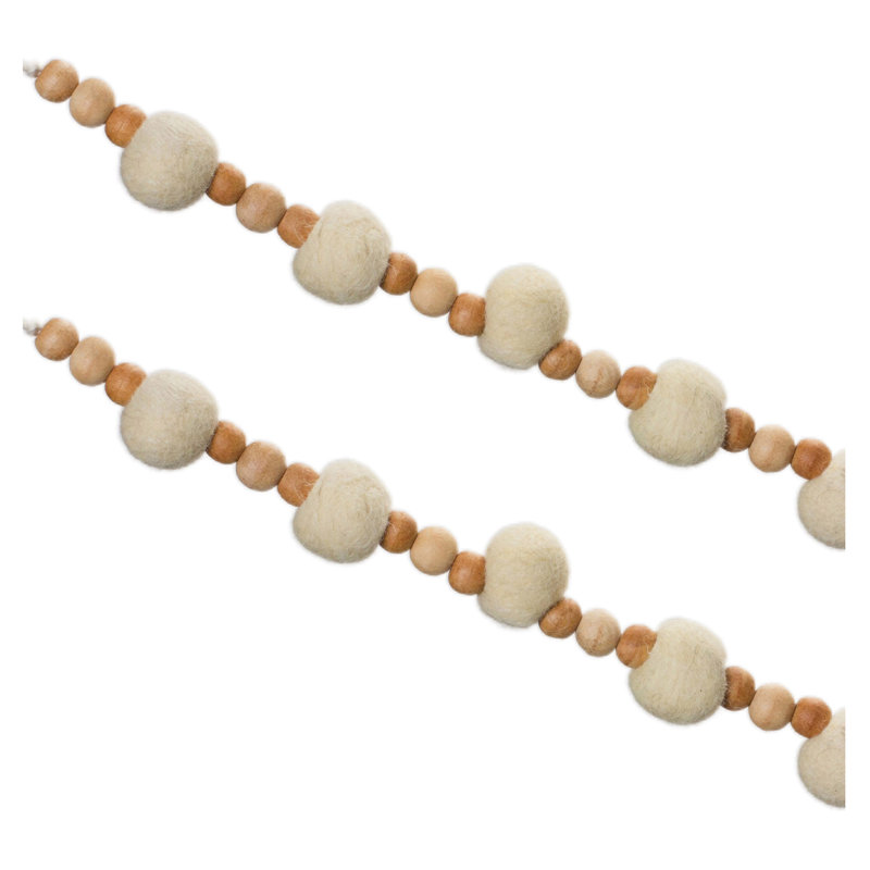 Wood 68'' Novelty Garland Garland, Tan/White