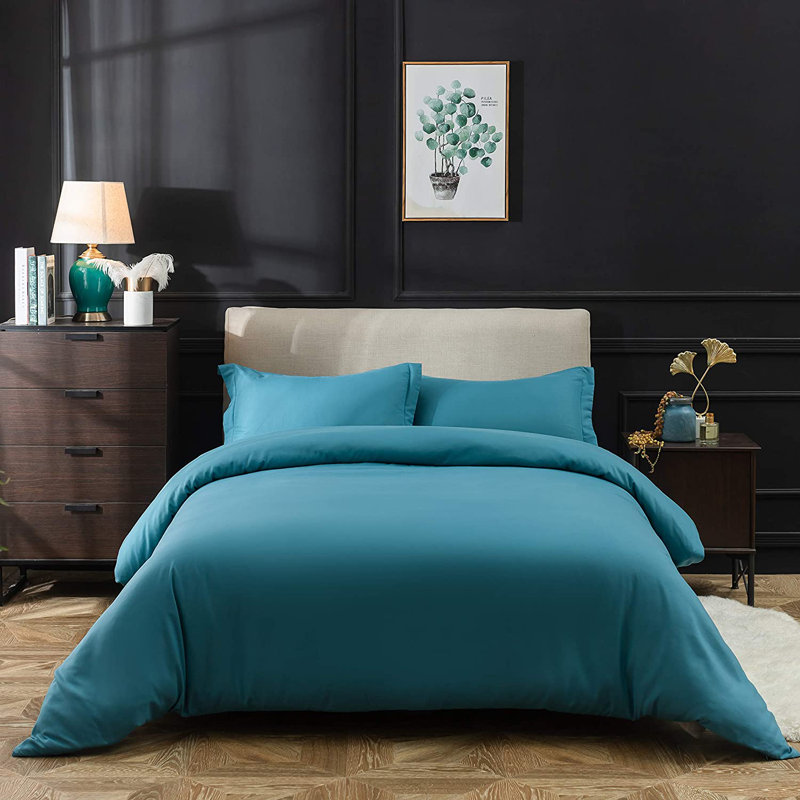 Ensemble de housse de couette réversible en microfibre de quatre articles, Chocolat noir