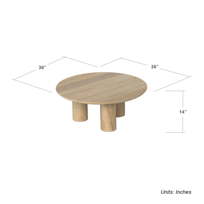 Solid Wood 36-inch Round Modern Coffee Table – Natural or Walnut, Wood Coffee Table for Living Room, Easy Assembly