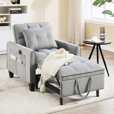 31.7" Wide Upholstered Convertible Sleeper Accent Chair Bed Chaise Lounge Chair Armchair