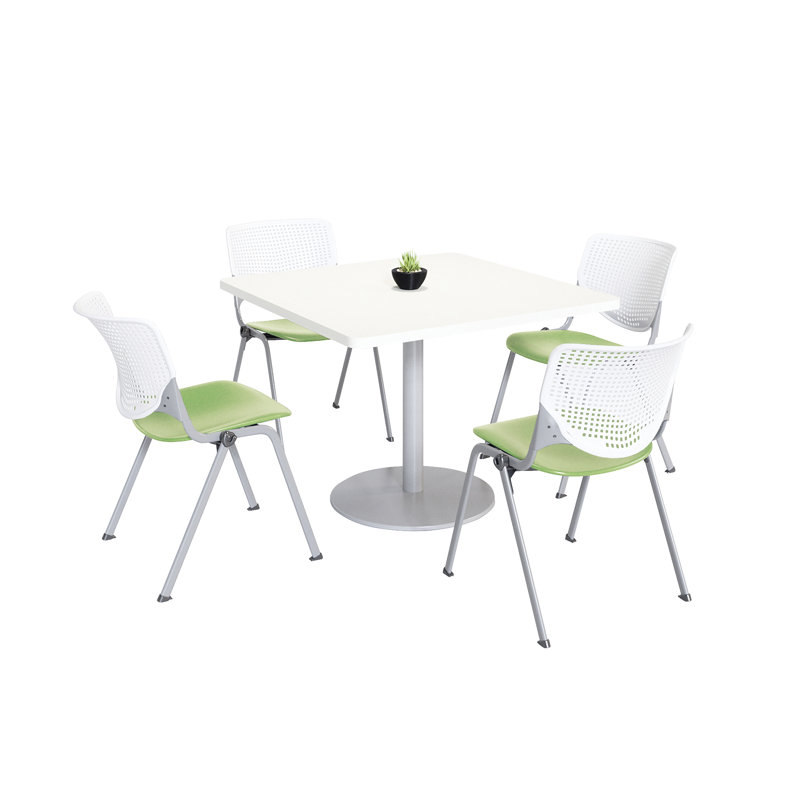 Ensemble de table de salle à manger et de chaise Kool Mode, Blanc / limette, H 29 po x L 42 po x l 42 po, Blanc