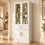 2-Piece Wall Mounted Display Cabinet and Sideboard Set with Glass Shelves, Drawer and Cupboard Storage