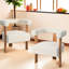 Fauteuil rembourré blanc avec boucle en velours, accoudoirs de chaise moderne, Boucle