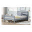 Lit simple avec tête et pied de lit, lit en bois d'hévéa, gris