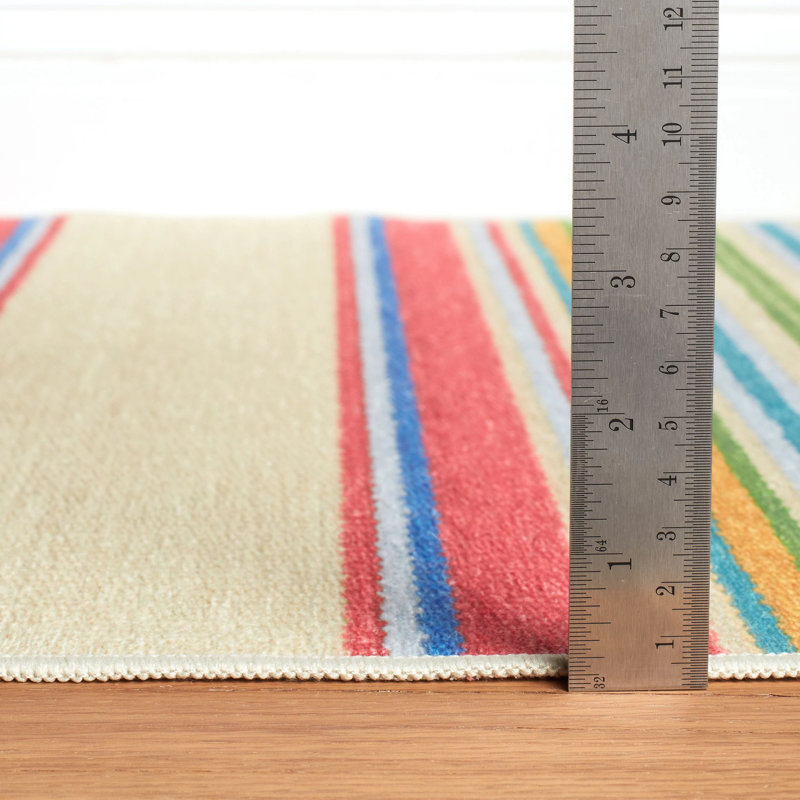 Cady Stripe Multi Machine Washable Rug, Rectangle 6' x 9'