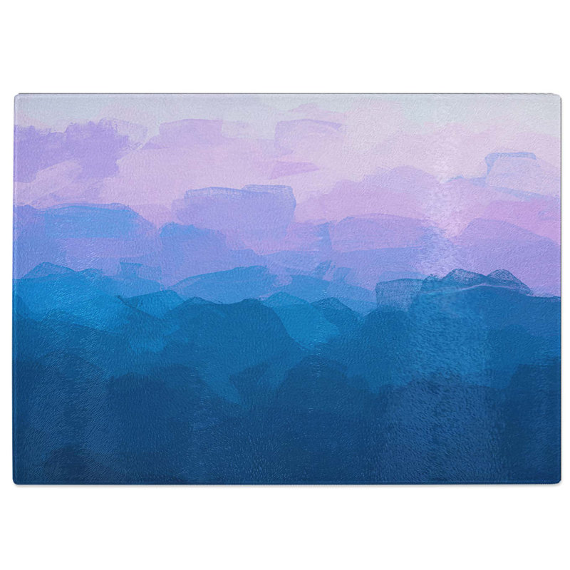 Tempered Glass View of a Mountain Range in Abstract Chopping Board, 39 cm W x 28.5 cm L