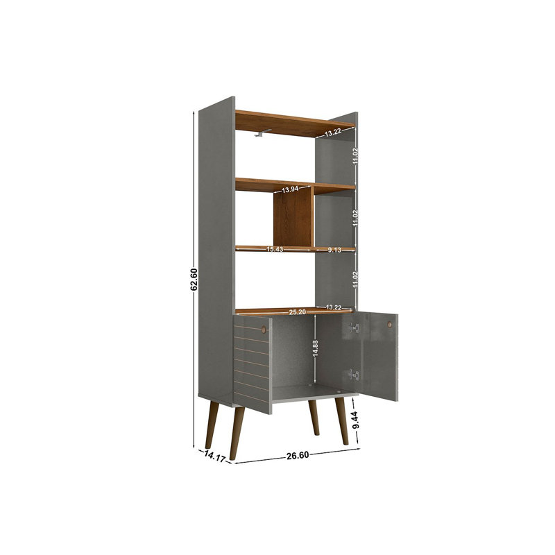 Helaina Geometric Storage Bookcase, Gray