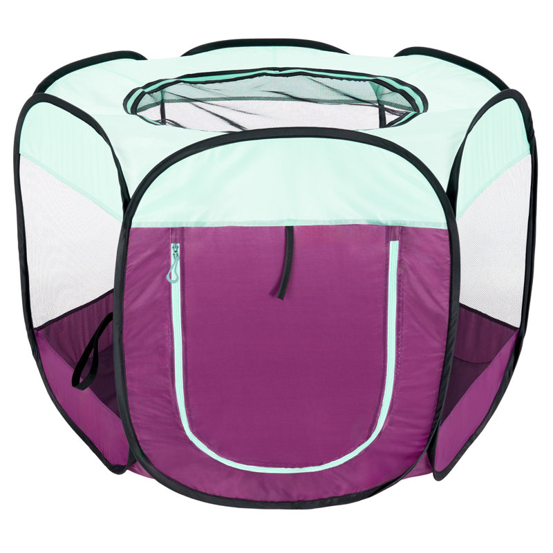 Panel Mesh Pet Playpen With Door, 29" H x 42" W x 36" D, Purple