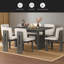 7-Piece Retro Dining Set, 1 Rectangular Table With Designed Trestle Base And 6 Upholstered Chairs For Dining Room And Kitchen-1695447931