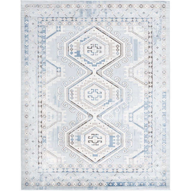 Contemporary Aden Rug Aqua Blue Color, Rectangle 7'10" x 10'