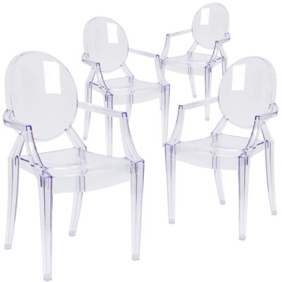Tramesha Chair - Arms In Transparent Crystal - Stackable Side Chair