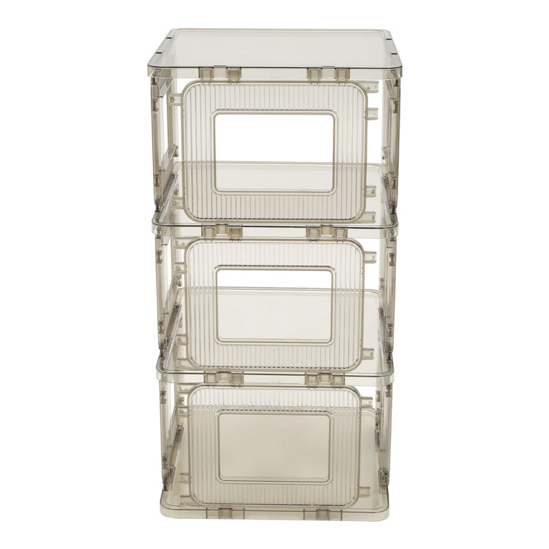 3 Pair Stackable Shoe Rack, Gray
