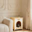 Niche pour chien moderne en bois avec coussin amovible - Maison en cèdre massif pour petits chiens et chats, conception scandinave de qualité meuble
