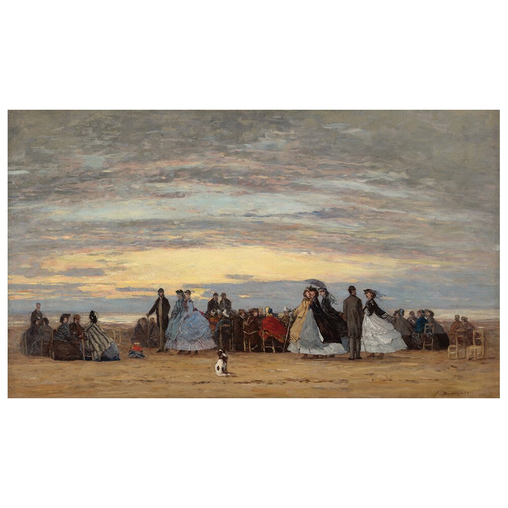 Gerahmtes Leinwandbild La Plage À Villerville von Eugène Boudin