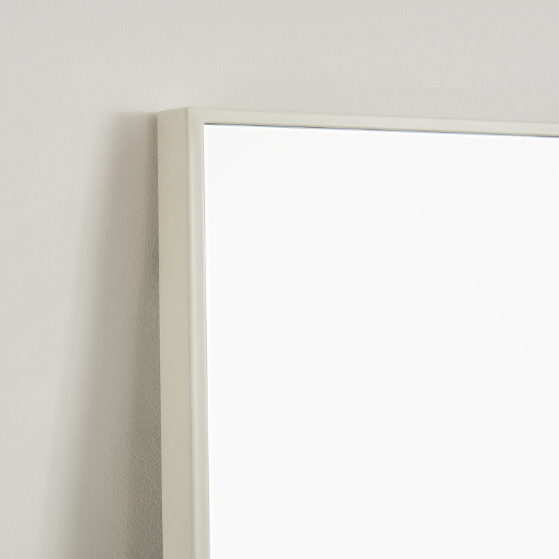 Miroir pleine longueur 70 po x 31 po en alliage d'aluminium blanc, incliné ou fixé au mur, haute définition