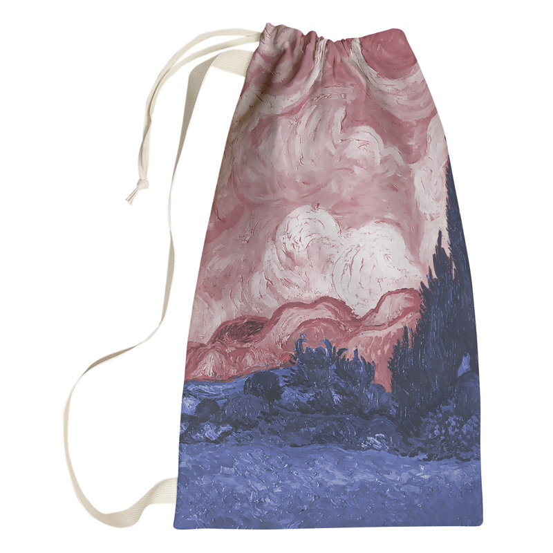 Sac à linge Browerville Wheatfield with Cypresses, Petit (H 64 po x l 20 po x P 1,5 po), Rouge / Bleu