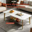 Table basse rectangulaire avec espace de rangement ouvert, table d'appoint moderne avec cadre en métal robuste pour le salon