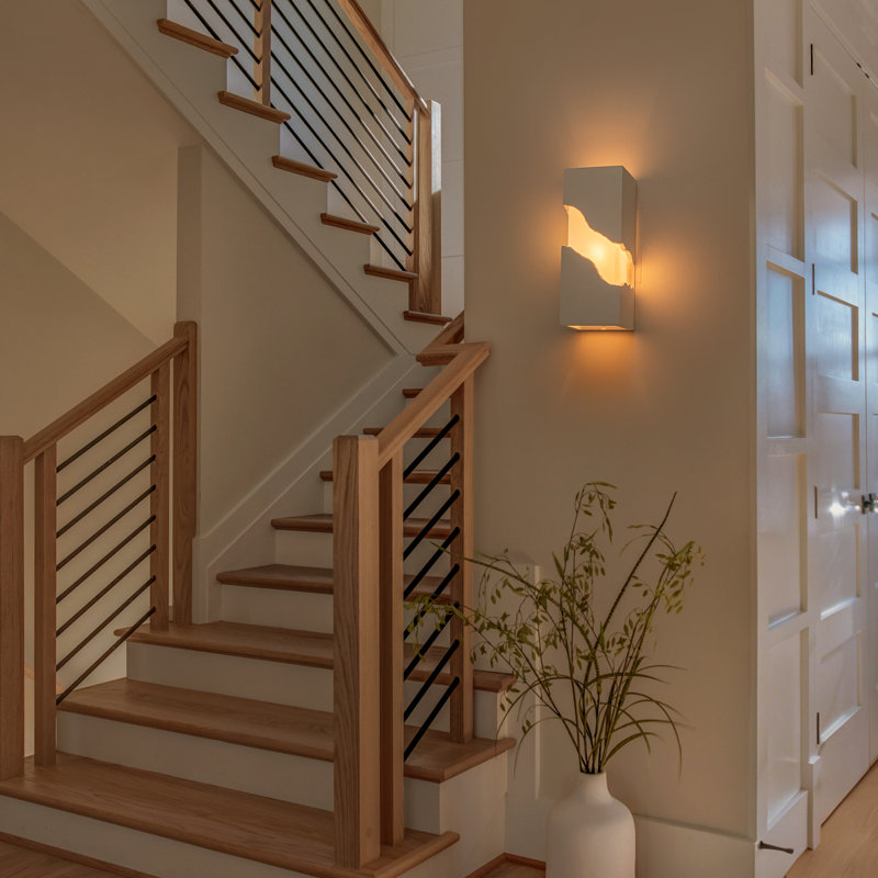 Applique murale moderne en plâtre déchiré H 11,81 po, applique murale blanche en gypse avec diffuseur en acrylique, lampe murale câblée homologuée UL pour la salle de bain E12