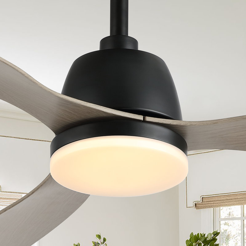 Clarra 52'' Ceiling Fan with LED Lights, Grey Wood Finish