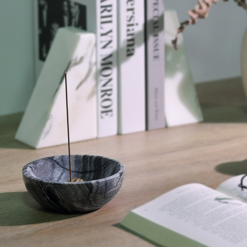 Brûleur d'encens en marbre, Gris foncé