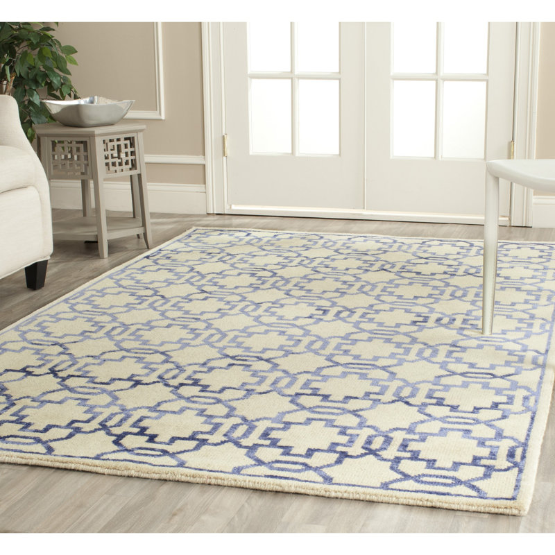 Tapis géométrique en laine et viscose noué à la main Mosaic, Rectangle 8 pi x 10 pi