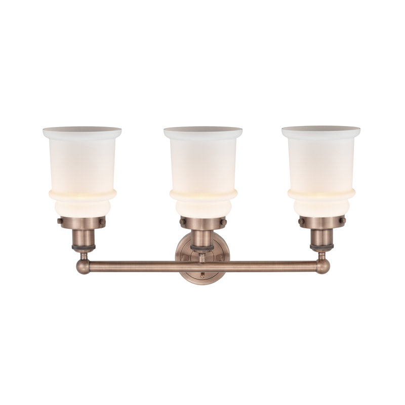 Éclairage pour meuble-lavabo de salle de bain 3 lumières Cailen de la collection Edison, Blanc mat, Cuivre antique