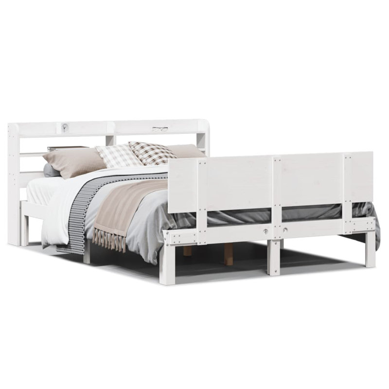 Hademar Solid Wood Storage Bed, 82cm H x 221.5cm W x 150cm D, White