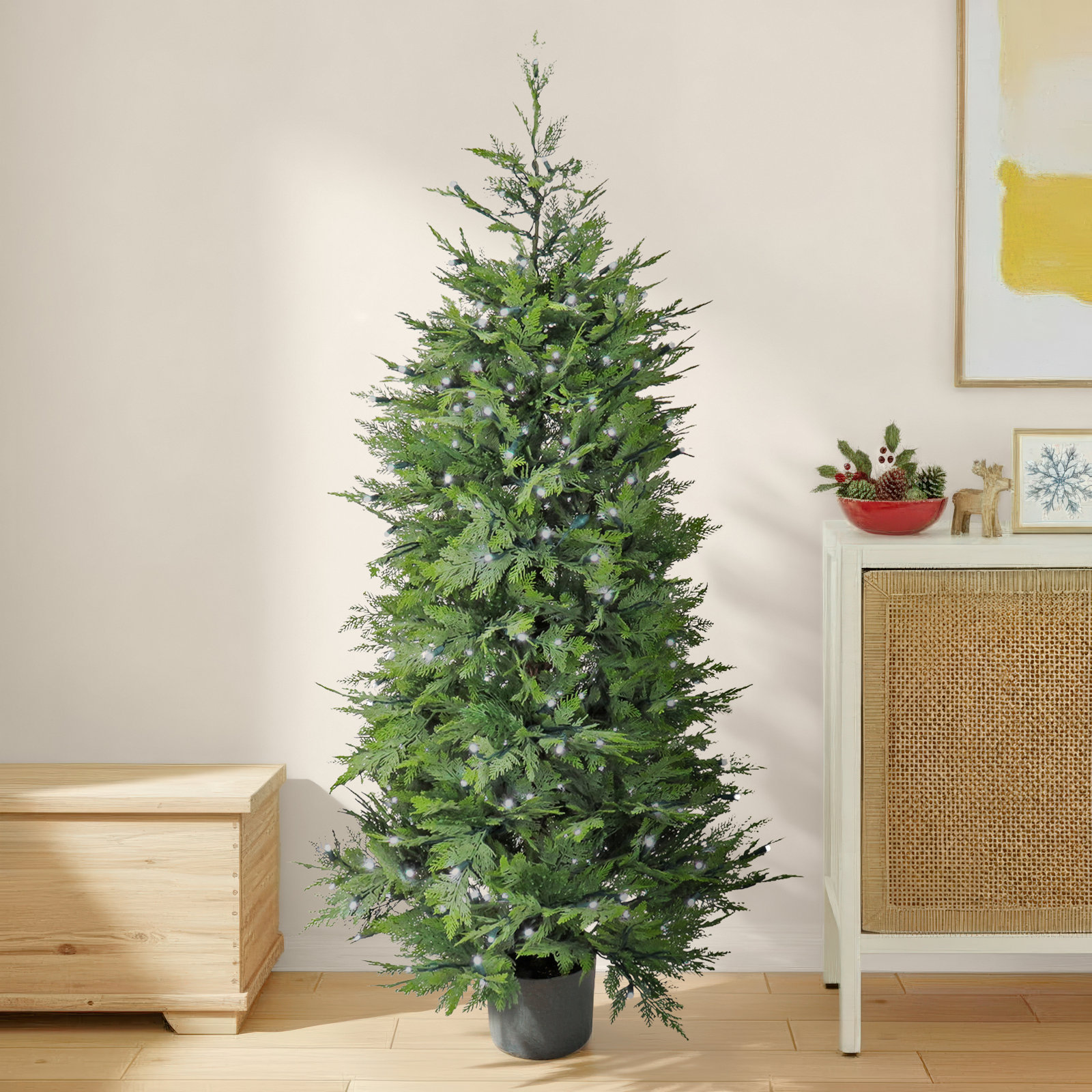 The Holiday Aisle® 5 ft. Cypress Tree with Multi-Function LED Lights