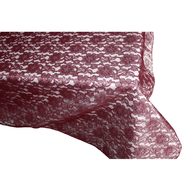Floral Lace Overlay, 120" x 58", Burgundy