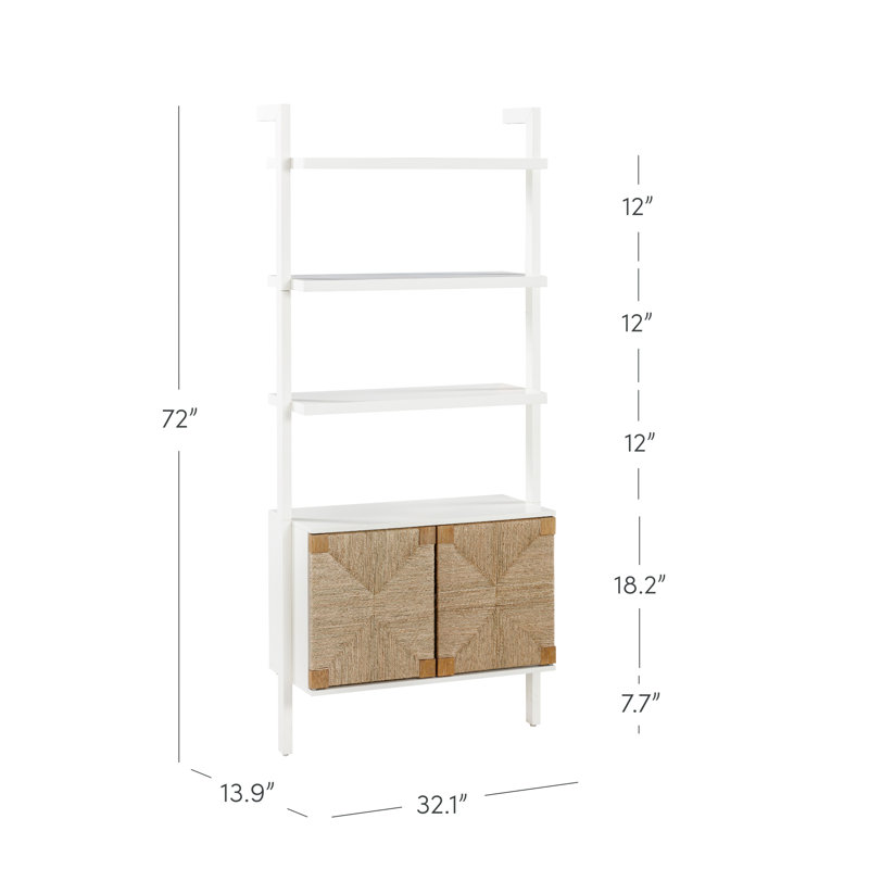 72'' H x 32'' W Seagrass Bookcase, Warm White