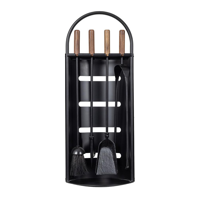Modern Ember Noah 5 Piece Fireplace Tool Set in Black