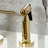 Kingston Brass Concord Two-Handle 4-Hole Deck Mount Bridge Kitchen Faucet with Brass Side Sprayer-102440343
