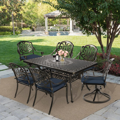 6 - Person Patio Dining Set with Rectangular Table , Cushions Included