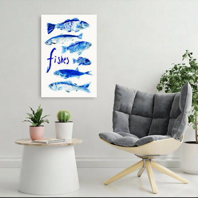 Art mural peint de poissons contemporains, océan peint
