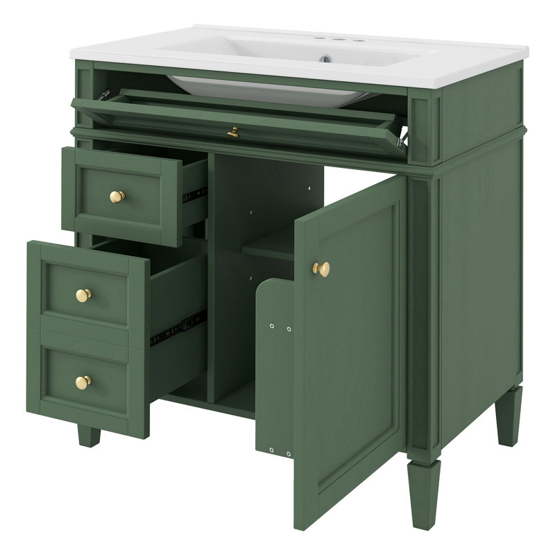 Meuble-lavabo de 30 po avec lavabo supérieur, Bleu