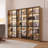 94.5 '' W Combination Bookcase With Glass Doors And Led Lights, Display Cabin With 5-tier Shelveset-144121694-144561871