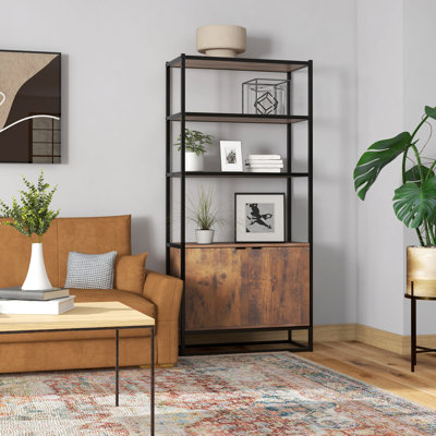162.5cm H x 76cm W Engineered Wood Book Cabinet Bookcase