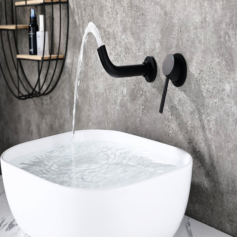 Robinet de salle de bain mural, or brossé, 2 trous, poignée en zinc, robinet à fixation dorée de qualité durable, utilisation, levier simple portée de 7,95 po, conception flexible