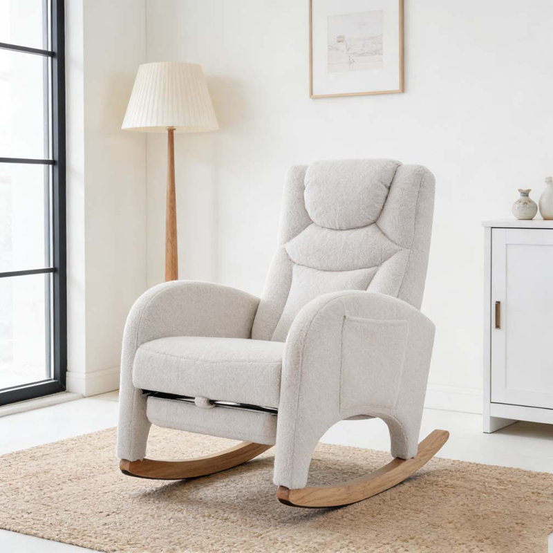 Chaise berçante avec repose-pieds réglable, Ourson rose