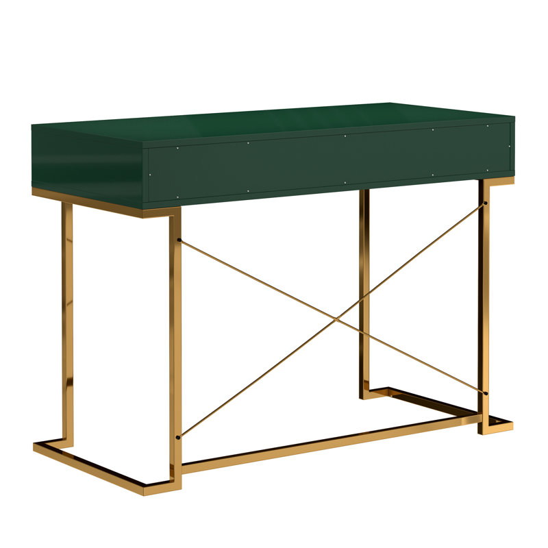 Araneli Home Office Desk with Drawers, Green