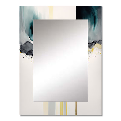 Abstract Transitional Shapes Black V - Abstract Shapes Decorative Wall Mirror, Black Large Mirror, Printed Metal Art