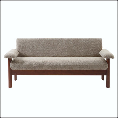 72.8" Loveseat with Armrest Pillows, Berber Fleece Fabric, and Rubberwood Frame