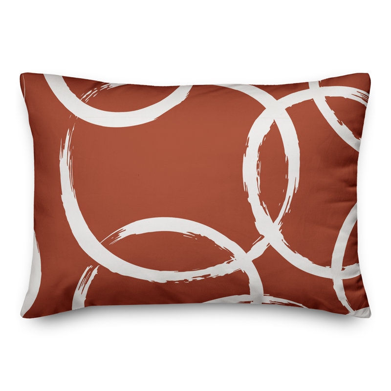  Coussin intérieur / extérieur géométrique, Orange / Rouge
