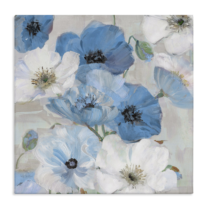 "Mixed Blue & White Blooms", art mural par Sally Swatland, H 17 po x l 17 po