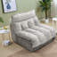Canapé d'angle à compression, assise nuage en chenille grise moderne, 115 cm (45,28 po) pour la maison-907860781