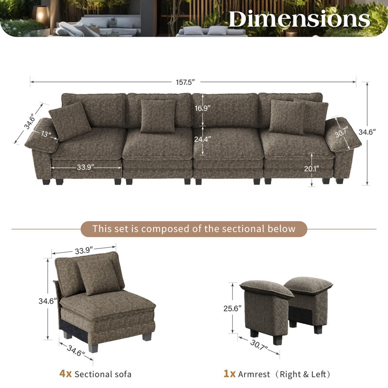 Chenille Sofa & Chaise, 4